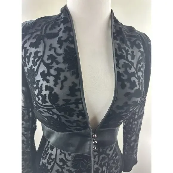 NWT Vintage Ever Beauty Jacket Black Velvet Size 10 Whimsigoth Dark Romantic - Picture 4 of 16